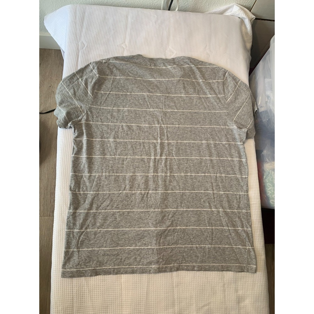 (F-183)Lacoste Men's V-Neck T-Shirt Gray Striped Logo Cotton Size 6 Regular Fit - Picture 3 of 7